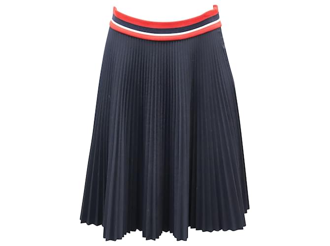 Prada Pleated Skirt in Navy Blue Polyester  ref.757392