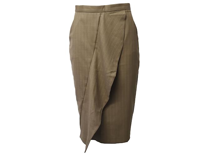 Max Mara Ruffled Pencil Skirt in Brown Wool  ref.757404