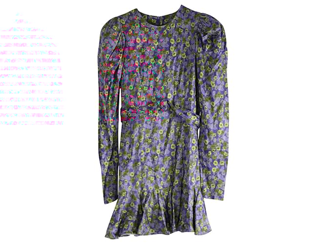 Autre Marque Rotate Birger Christensen Alison Mini Dress in Floral Print Viscose Python print Cellulose fibre  ref.757407