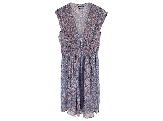 Isabel Marant Floral Print Oaxoli Button-Detailed Dress in Multicolor Silk  Multiple colors  ref.757409