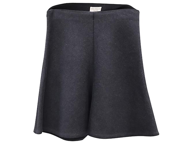 Brunello Cucinelli A-Line Mini Skirt in Grey Wool  ref.757415