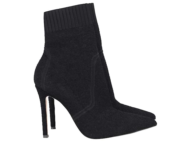 Gianvito Rossi Fiona Knit Ankle Boots in Black Wool  ref.757420