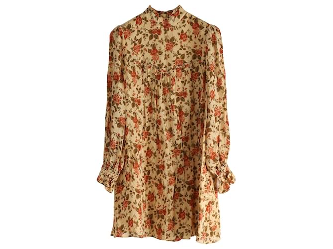 Reformation Jourdan Mini Dress in Floral Print Silk Crepe  ref.757430