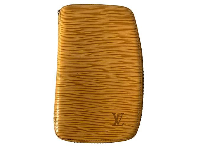 Louis Vuitton Portefeuille zip jaune ocra vintage Cuir  ref.757453
