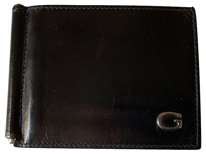 Gucci Vintage schwarze Geldbörse mit Geldscheinklammer Leder  ref.757460