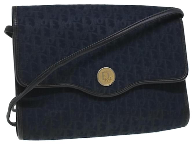 Christian Dior Trotter Canvas Shoulder Bag Navy Auth bs3481 Navy blue Cloth  ref.757475