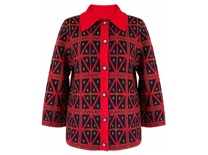 Chanel 5K$ New Paris/SALZBURG Cardigan Red Cashmere  ref.757667