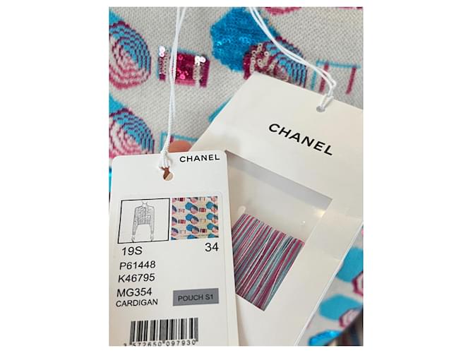 Chanel 2019 New Embellished Cardigan Cream Cotton  ref.757669