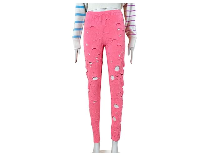 Chanel Iconic 'Supermaket' Torn Leggings Pink Wool  ref.757681