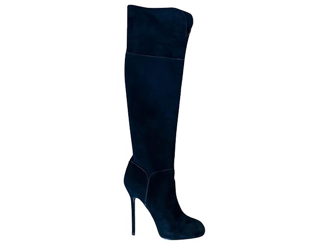 Sergio Rossi Botas altas de gamuza negra 40 Negro
