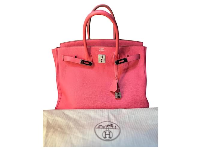 Hermès Birkin 35 Rosa Couro de avestruz  ref.757768