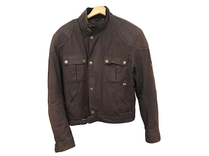 GIACCA BELSTAFF BROOKLANDS NORTH CIRCULAR ROAD L 50 CAPPOTTO IN CERA DI COTONE Marrone  ref.758089