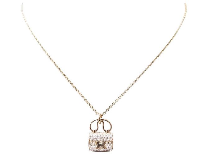 Hermès HERMES COLAR PINGENTE AMULETO CONSTANCE OURO E DIAMANTES COLAR DE OURO