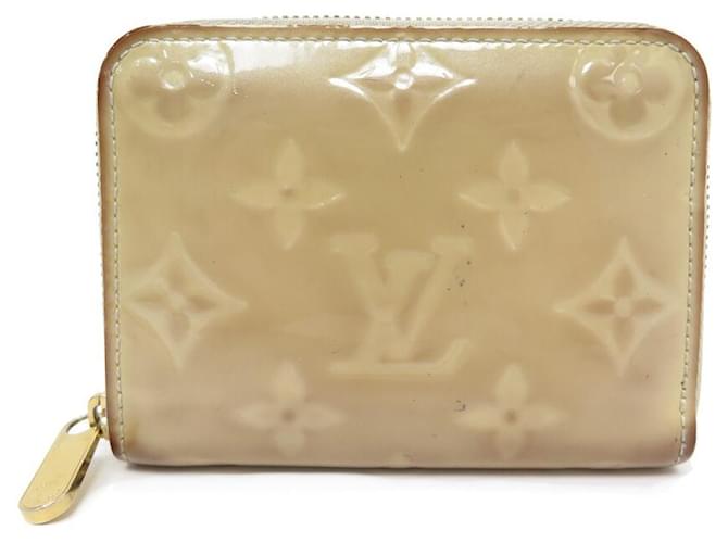 Louis Vuitton VUITTON WALLET ZIPPY CARD PURSE LEATHER MONOGRAM PATENT WALLET Beige Patent leather  ref.758130