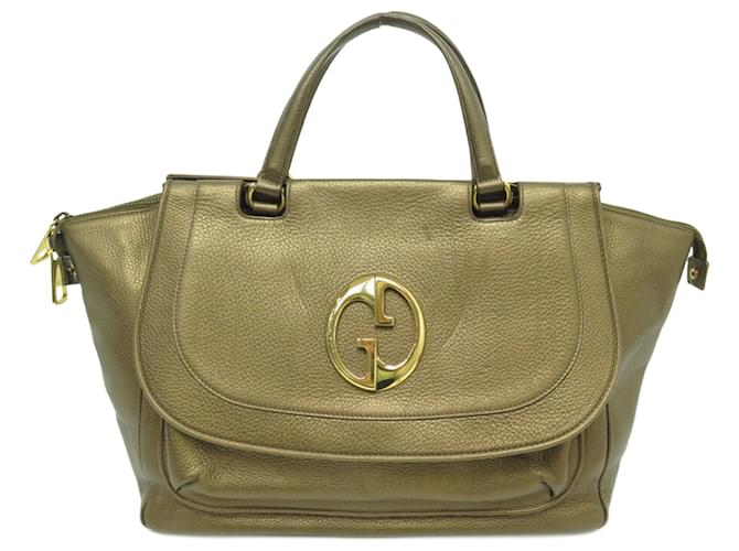 Gucci handbag bag 1973 medium 251813 BRONZE GRAINED LEATHER HAND BAG PURSE  ref.758133