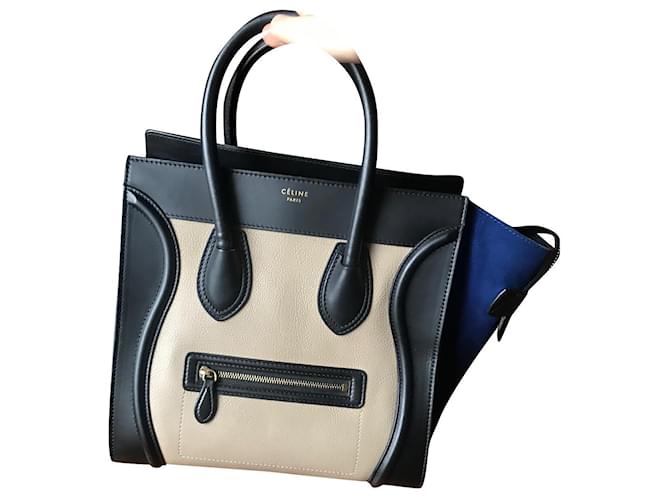 Céline Celine Luggage tricolor Black Blue Beige Cloth  ref.758286