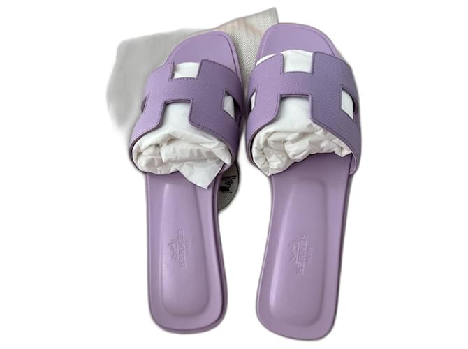 Hermès ORAN SANDALS Purple Leather  ref.758427