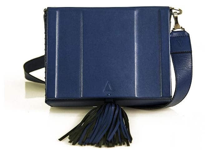 Zeus + Dione Attiki Blue Leather Tassel Crossbody Box Shoulder Bag Handbag  ref.758514