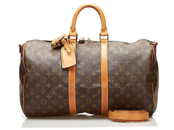 Louis Vuitton Brown Canvas Monogram Keepall Bandouliere 45 Duffel Bag Louis  Vuitton