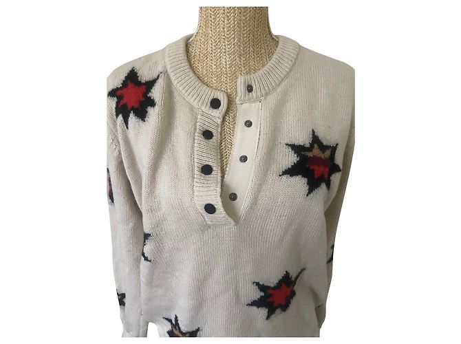 Scotch and Soda Strickpullover Sternenmuster Wolle Beige M