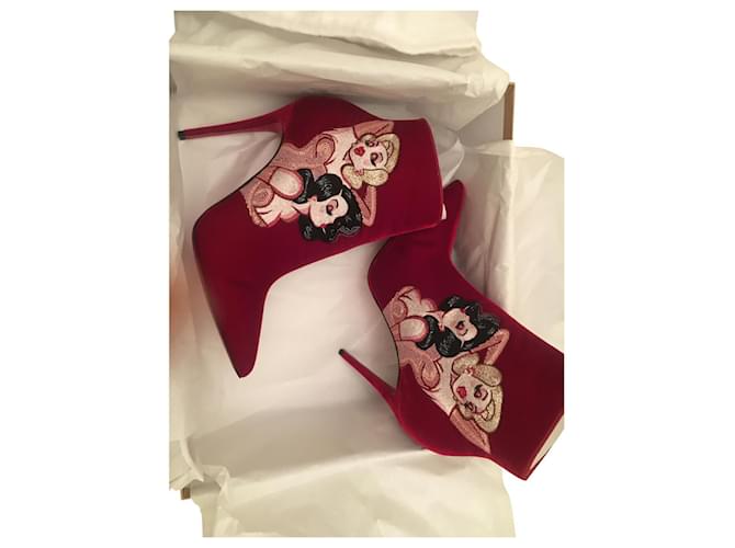 Christian Louboutin Démarrer 100 Suede Rouge  ref.758872