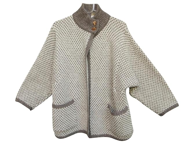 Autre Marque vintage cardigan in pure new wool Beige  ref.758903