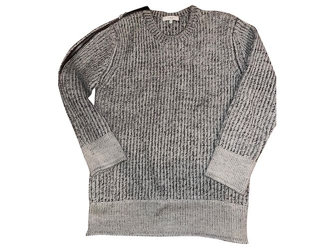 Iro Wollpullover Dunkelgrau mit Reißverschluss an der Schulter Anthrazitgrau