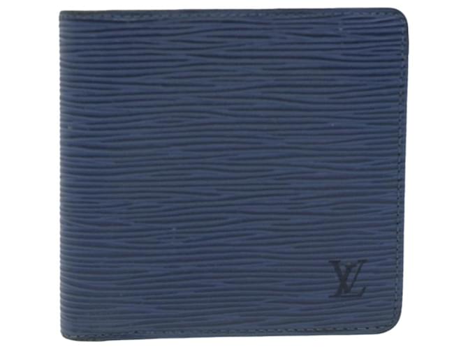 Louis Vuitton Portefeuille marco Cuir Bleu Marine  ref.759370