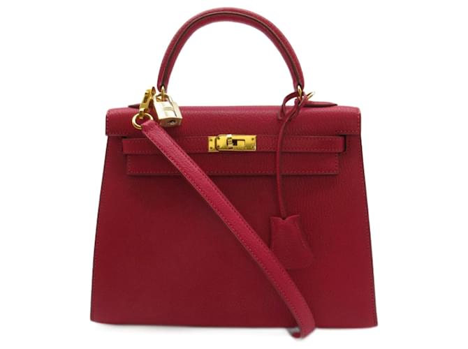 Hermès chevre kelly 25 Rosa Cuero Piel de cordero  ref.759452