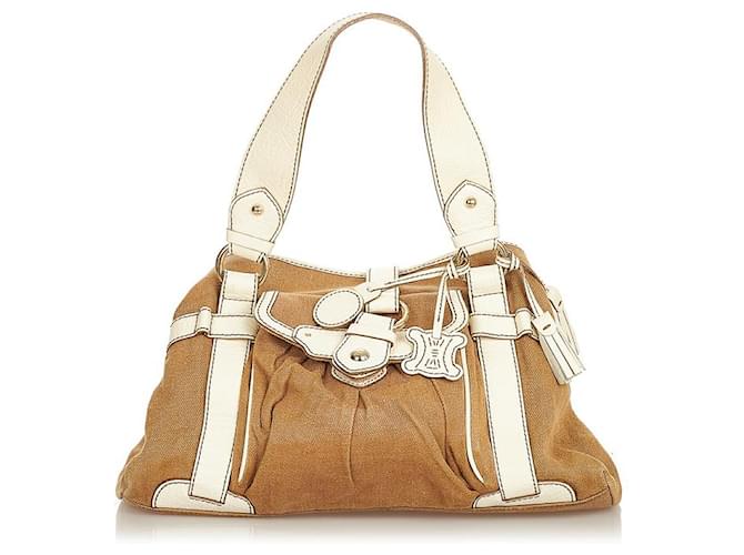 Céline Canvas & Leather Boogie Tote Brown Cloth  ref.759587