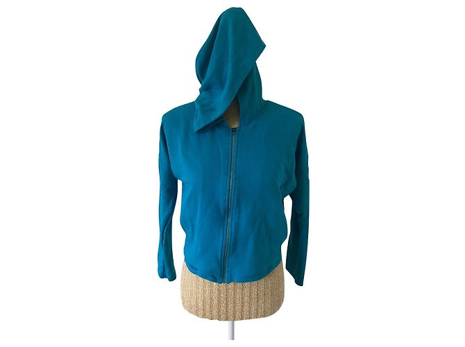 Cardigã curto com capuz Diesel azul de algodão
