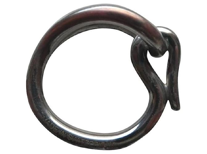 anillo para pañuelo de cisne hermès en metal plateado paladiado para cuadrado 90 Hardware de plata Acero  ref.759706