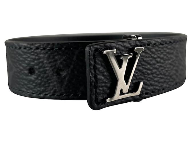 Louis Vuitton Bracelet LV Slim Toile Noir Gris  ref.760049