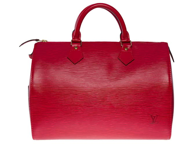 L'indispensable Sac à main Louis Vuitton Speedy 30 en cuir épi rouge castillan  ref.760135