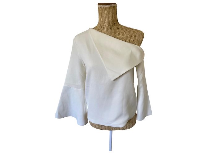 Top Asos com Gola Assimétrica Creme