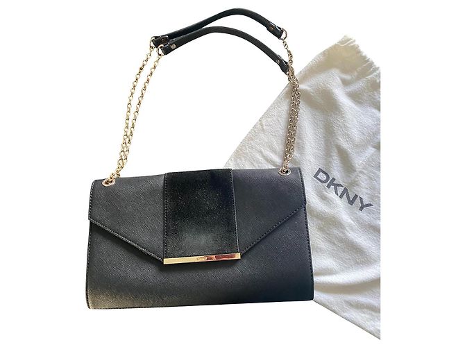 Bolsa Dkny de couro preta Preto