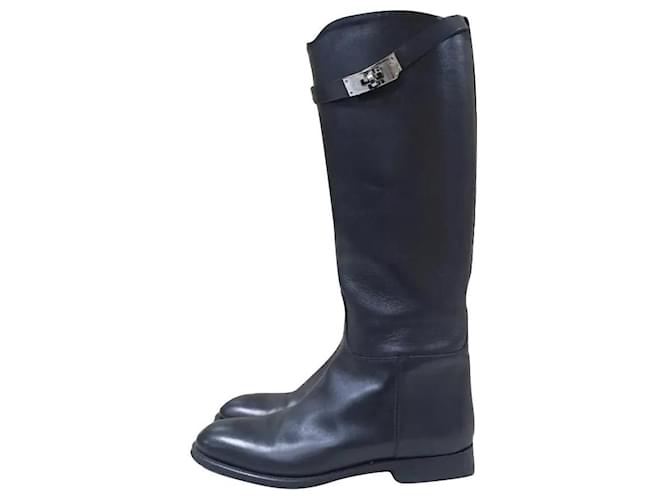 Hermès Black Jumping Boots Sz.36,5 Leather  ref.760533