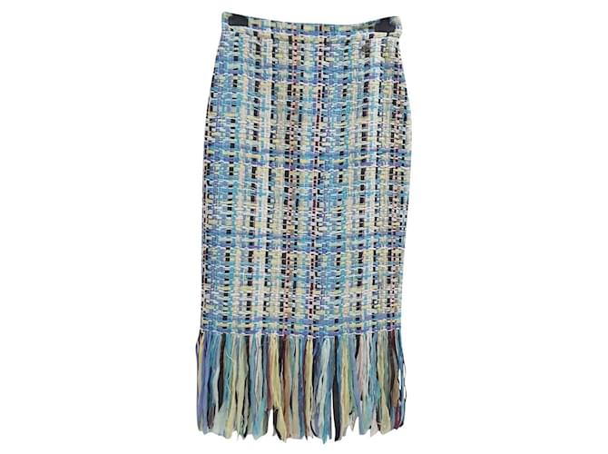 Chanel Cuba Tweed Lessage Skirt  Sz.38 Multiple colors  ref.760534