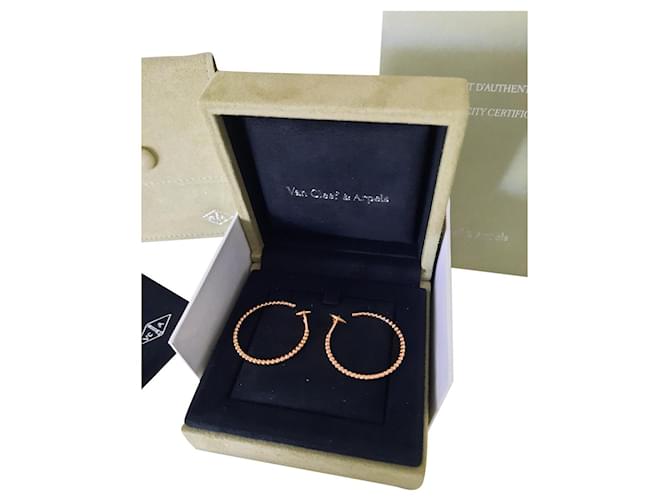 Van Cleef & Arpels Perlée hoop earrings with gold beads, Small model, In rose gold. Golden Pink gold  ref.760599
