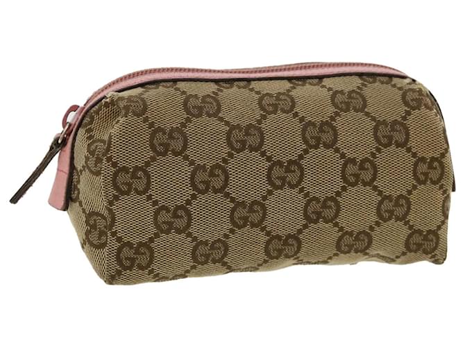 GUCCI GG Canvas Pouch Beige Brown pink Auth tb358 Cloth ref.760649 Joli Closet