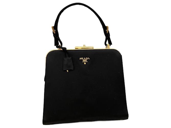 Light Frame Prada Handbags Black Satin  ref.760767