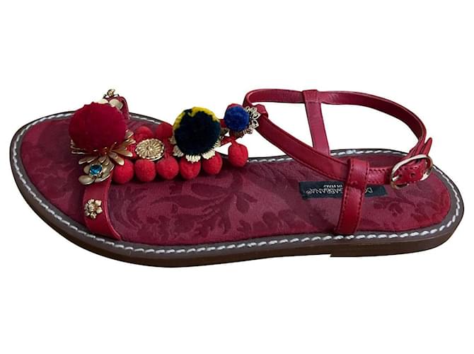 Dolce & Gabbana Des sandales Cuir Rouge  ref.760782