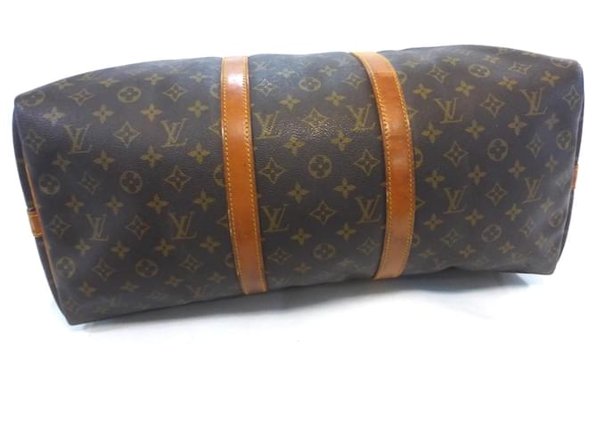 Louis Vuitton keepall 50 monogram shoulder strap Brown Leather  ref.761135