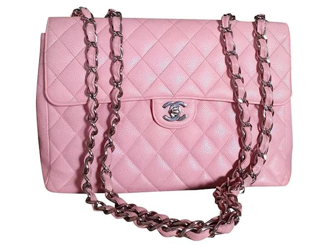 Chanel Jumbo caviar Pink Leather  ref.761317