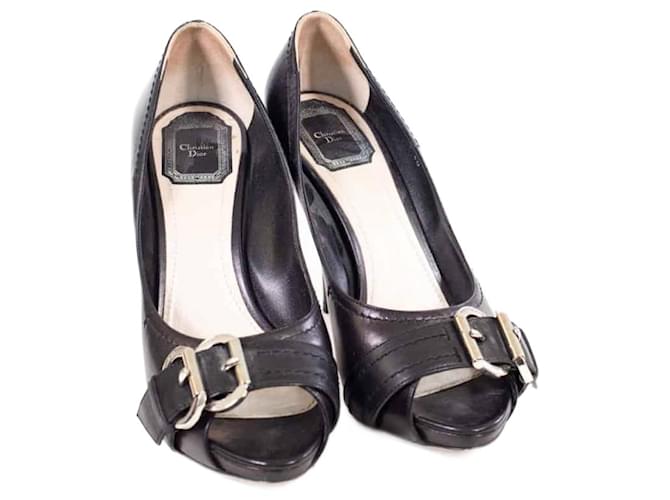 Dior heels 40 Black Leather  ref.762198