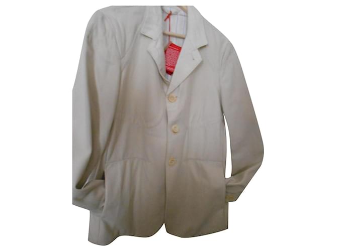 Marithé et François Girbaud chaqueta de lana crudo talla S Blanco roto  ref.762430