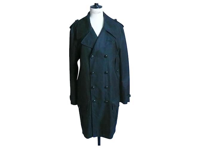 YVES SAINT LAURENT RIVE GAUCHE Gabardine Trench coat de algodão preto T46 fr  ref.762484