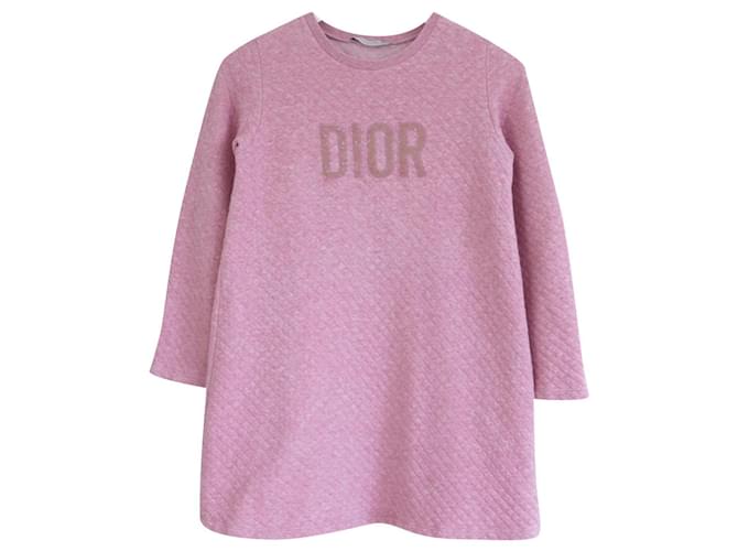 Robe fille Dior matelassée logo rose Coton  ref.762492