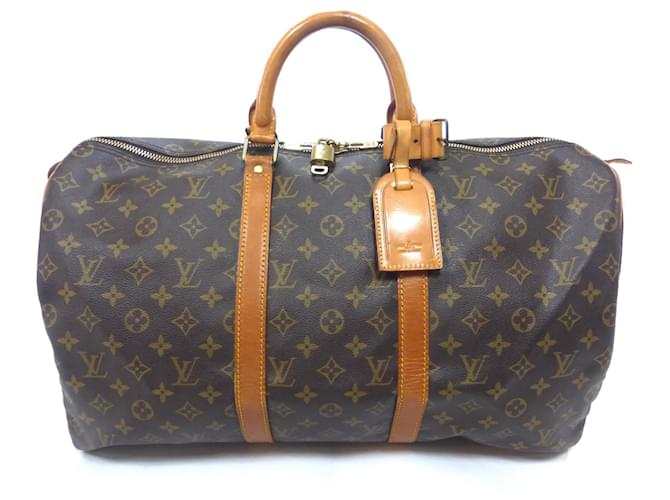 Louis Vuitton keepall 50 monogram Brown Leather  ref.762516
