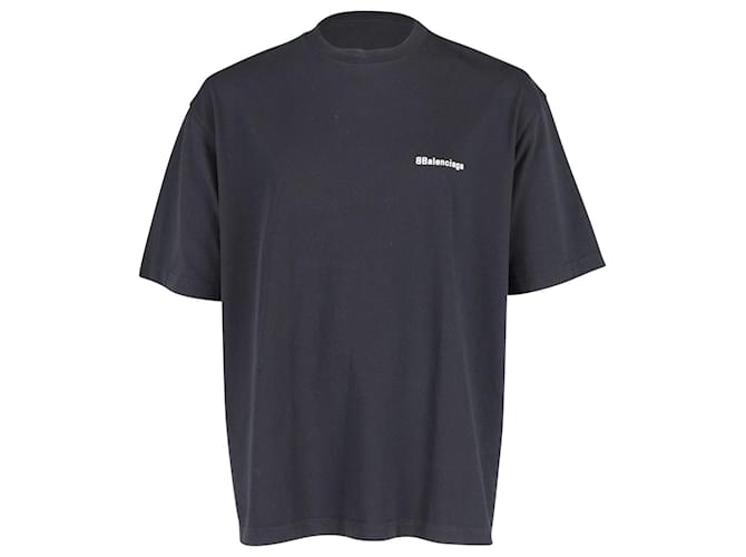 T-shirt Balenciaga con logo BB ricamato in cotone nero  ref.762530